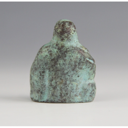 441 - A Chinese bronze figure of buddha, modelled in small proportions depicting the buddha seated, 6cm hi... 