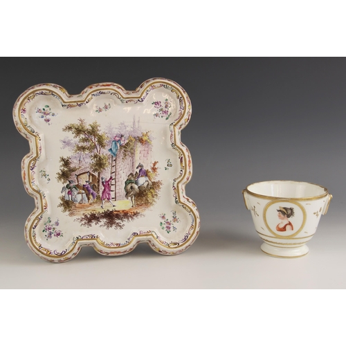 450 - A continental porcelain bowl, 19th century, modelled in the classical manner with moulded faux drop-... 