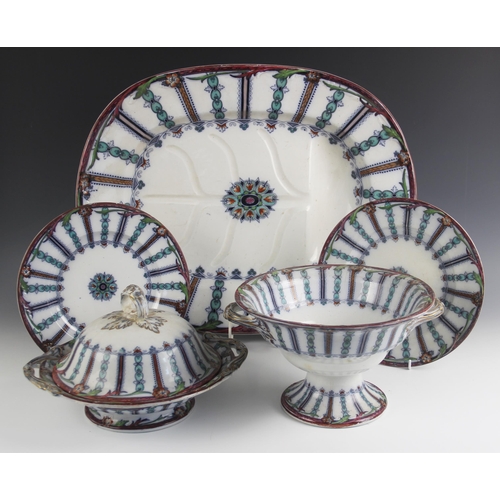 475 - A Victorian 'Eupatoria' dinner service, to include; graduated meat plates, tureens, serving bowl, di... 