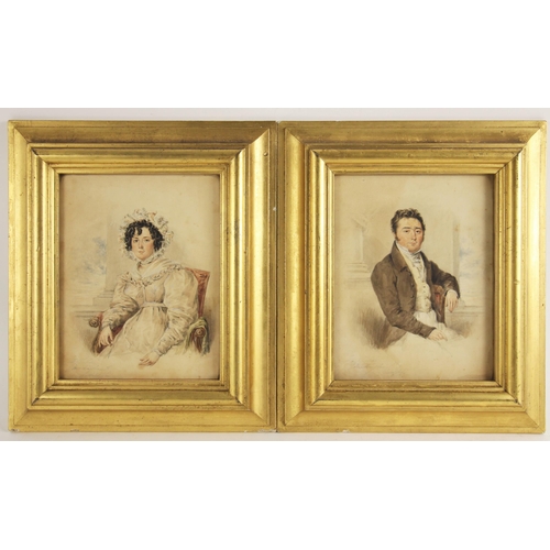 353 - Attributed to Edgar Adolphe (French fl.1832-1846),   
Two half length portraits, possibly Mr and Mrs... 