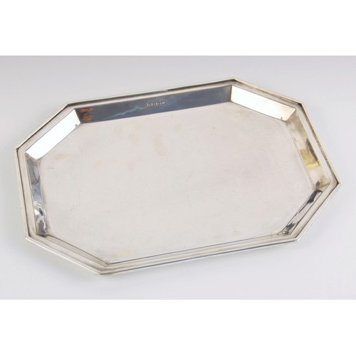 38 - A George V silver tray, T Wilkinson and Sons, Birmingham 1928, of plain polished octagonal form with... 