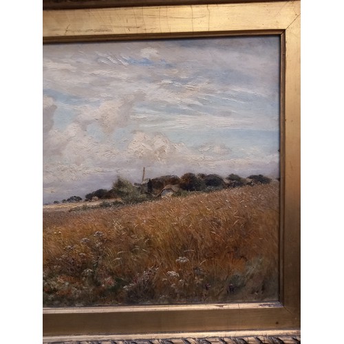 380 - Charles James Lewis R.I. (British, 1830-1892),  
A cornfield with wildflowers in the foreground and ... 