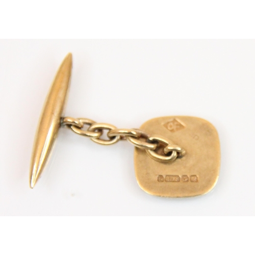 192 - A pair of 9ct yellow gold cufflinks, the plain polished square links stamped to reverse 'OP 9ct Birm... 