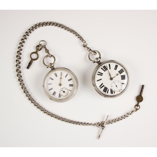 25 - A Victorian silver pocket watch, the circular white enamel dial with Roman numerals and subsidiary d... 