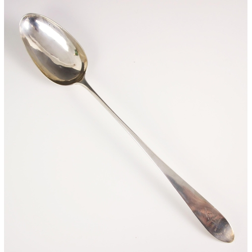 35 - A George III Scottish silver Old English pattern serving spoon, David Marshall, Edinburgh 1791, with... 