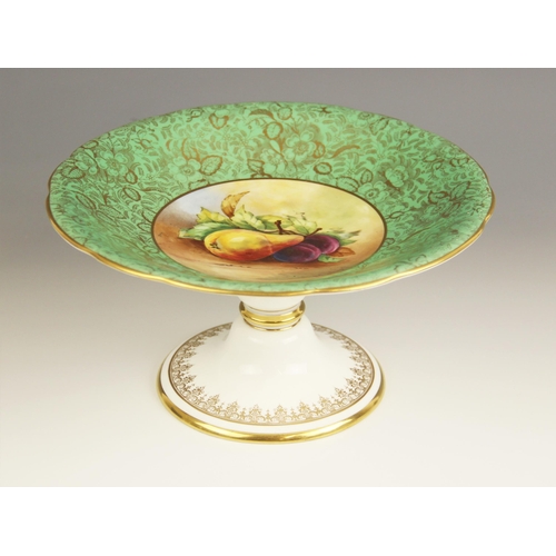 369 - A Copeland porcelain comport, circa 1860, finely painted with a topographical view titled 