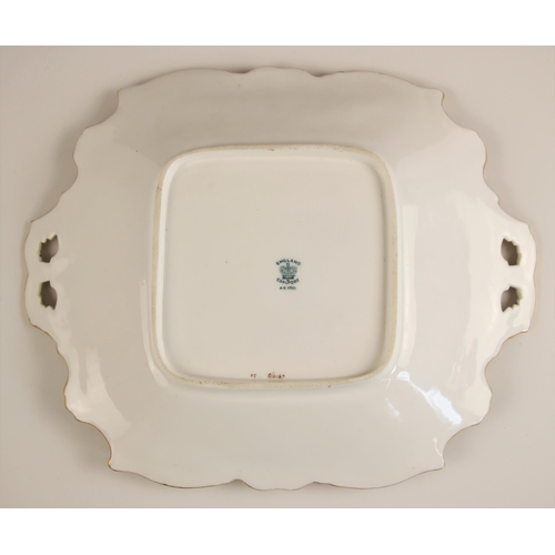 373 - A Coalport two handled porcelain bon bon dish, late 19th/early 20th century, enamelled with an archi... 