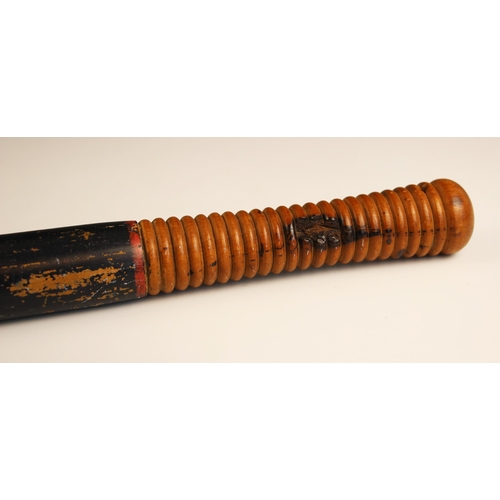 A George IV police truncheon, early 19th century, polychrome painted ...