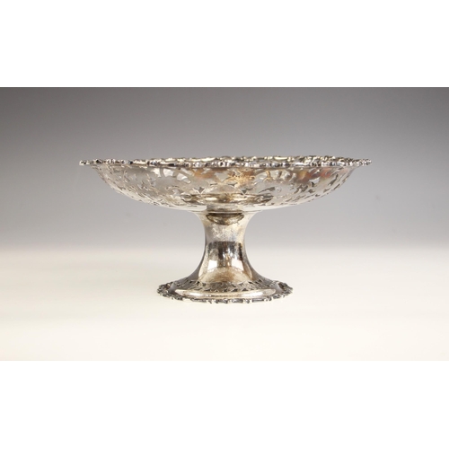 3 - An Edwardian silver pedestal dish, Charles Stuart Harris, London 1903, the cast scrolling foliate bo... 