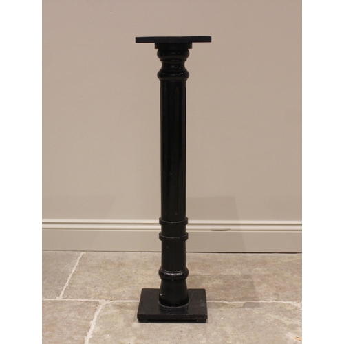 767 - An ebonised hardwood jardinière stand, early 20th century, the fluted and ring turned column upon an... 