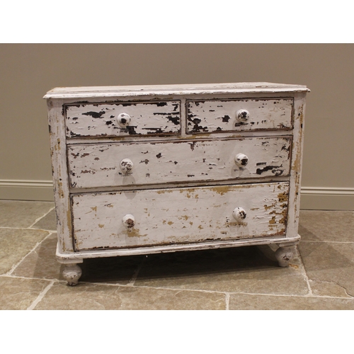 768 - A Victorian painted pine chest of drawers, the rectangular moulded top over two short and two gradua... 