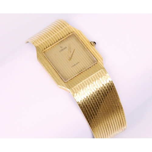 85 - A yellow metal Concord wristwatch, the square champagne coloured dial marked 'Concord, nine quartz' ... 