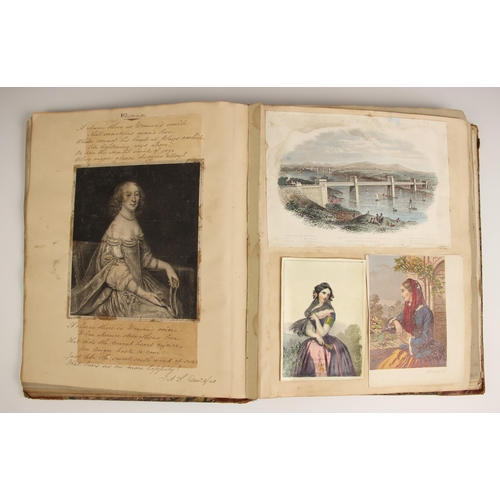 242 - A scrap book, 19th century, containing
topographical and figural studies, the majority engraved, som... 