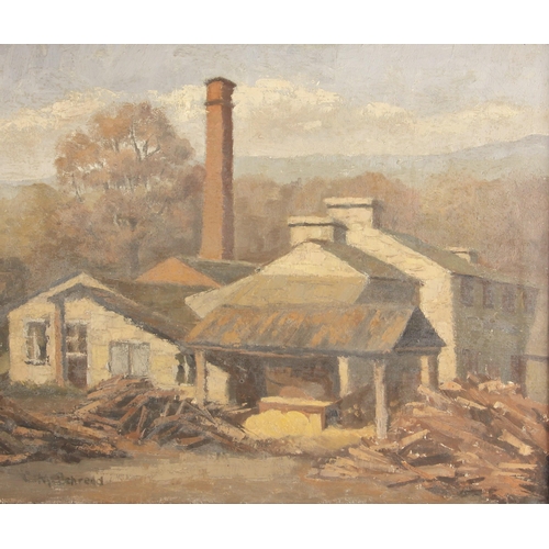 317 - C M Behrend (British school, 20th century),  
A saw mill,  
Oil on canvas,  
Signed lower left, arti... 