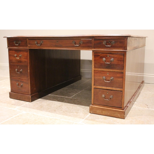 780 - A 19th century mahogany partners desk, the rectangular moulded top inset with a later gilt tooled sk... 