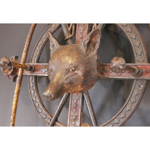 615 - Sporting Interest: A cast iron fox mask wall hanging hat rack by E & T Smith, Sheffield, early 20th ... 