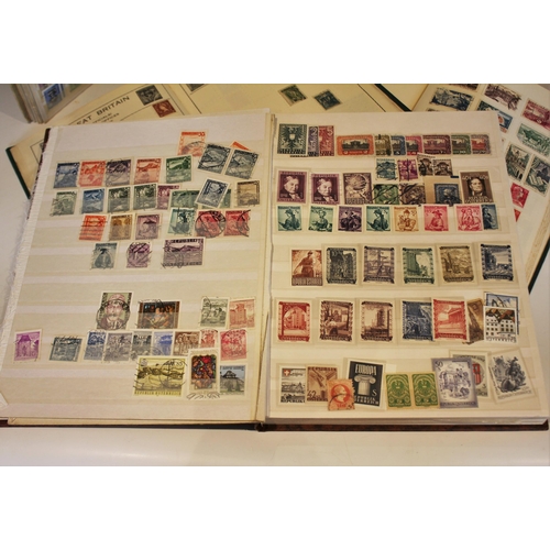 213 - Five stamp albums, comprising: two with general collections (some useful pickings), a stock book con... 