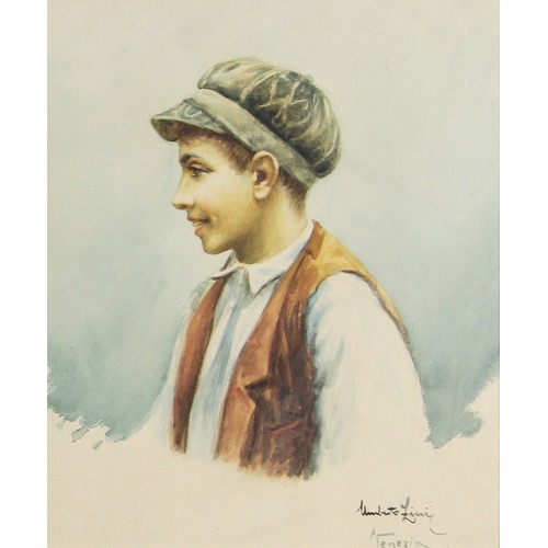 286 - Umberto Fini (Italian, late 19th/early 20th century),  
Portrait of a Venetian boy,  
Watercolour on... 