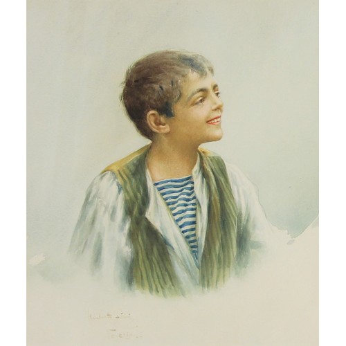 286 - Umberto Fini (Italian, late 19th/early 20th century),  
Portrait of a Venetian boy,  
Watercolour on... 