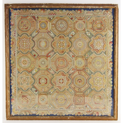 626 - An Italian crewel work panel in the Florentine manner, 19th century, finely worked with tessellating... 