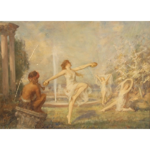 306 - Continental school (late 19th century),  
Nymphs dancing in classical ruins to a young boy playing a... 