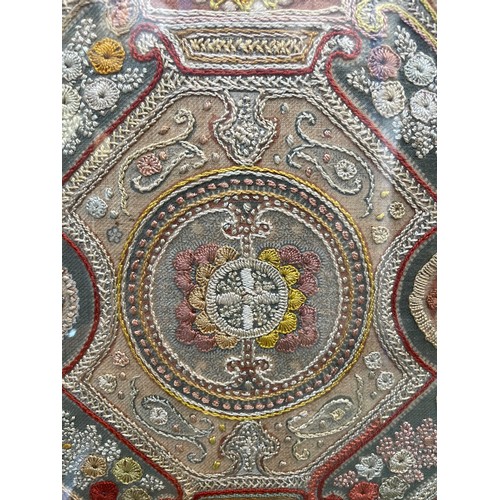 626 - An Italian crewel work panel in the Florentine manner, 19th century, finely worked with tessellating... 