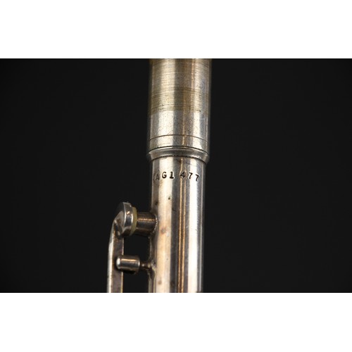 571 - A Gretsch pathfinder metal clarinet (possibly a soprano saxophone), stamped USA and AG1477, in fitte... 