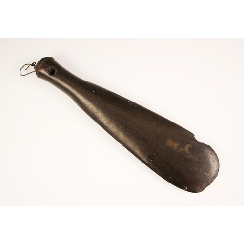 101 - A 19th century New Zealand Maori basalt patu hand club, 33.5cm long  (old losses to the tip of the b... 