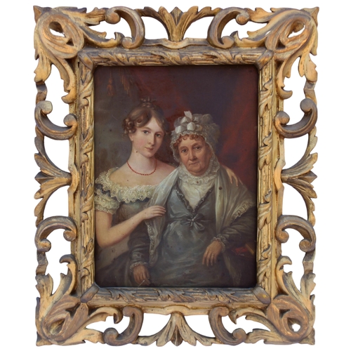 124 - English School (early 19th century),  
Half length double portrait of a lady and her mother, by repu... 