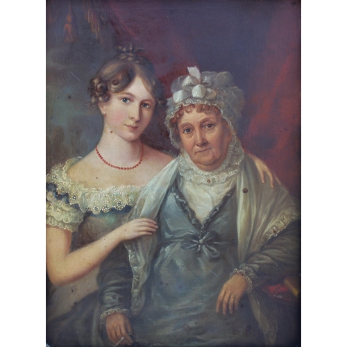 124 - English School (early 19th century),  
Half length double portrait of a lady and her mother, by repu... 