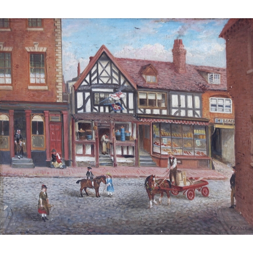 136 - * Edwin Frederick Holt (British, 1830–1912),  
Study of Whitchurch High Street with Walkers Bakery, ... 