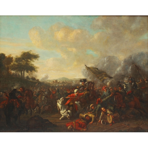 141 - Attributed to Jacques Courtois (French, 1621-1675),  
A battle between Turks and Christians in an op... 