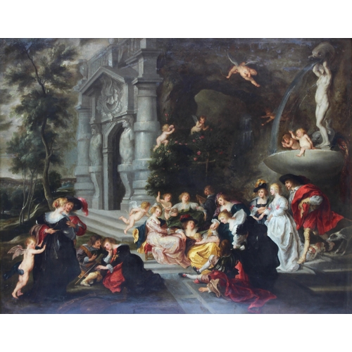 144 - After Sir Peter Paul Rubens (Flemish, 1577–1640),  
'The Garden of Love', elegant figures and sporti... 