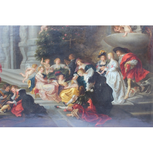 144 - After Sir Peter Paul Rubens (Flemish, 1577–1640),  
'The Garden of Love', elegant figures and sporti... 