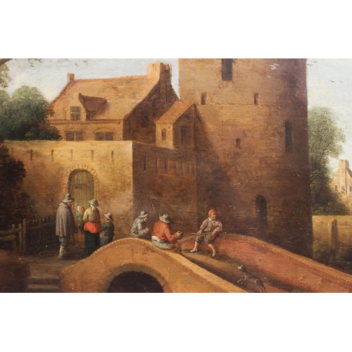 145 - Joost Cornelisz Droochsloot (Dutch, 1586-1666),  
Figures on a bridge before a water mill,  
Oil on ... 