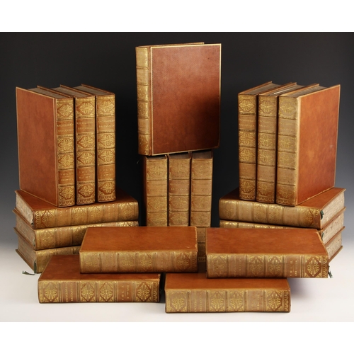 217 - DECORATIVE BINDINGS:  ENCYCLOPAEDIA BRITANNICA, sixth edition, 20 vols, full leather, gilt edged dia... 