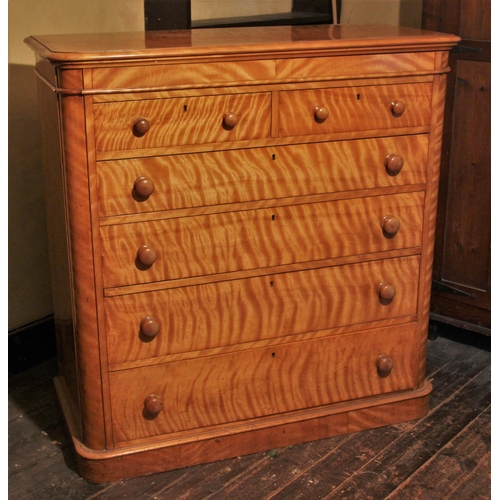 676 - * A Victorian satin birch chest of drawers by Fras & JAS Smith Manufacturer, Corner of Gordon, Union... 