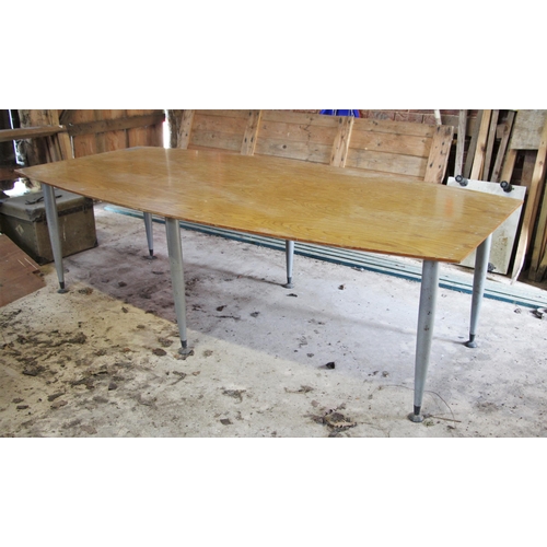 685 - * A contemporary simulated ash and painted metal boardroom table, late 20th century, the table top o... 