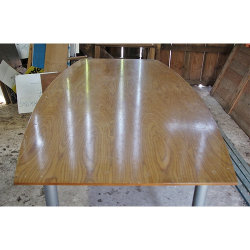 685 - * A contemporary simulated ash and painted metal boardroom table, late 20th century, the table top o... 