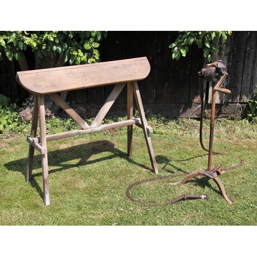 692 - * A pine saddle horse, early 20th century, of ‘A’ frame construction, 99cm H x 106cm W, along with a... 