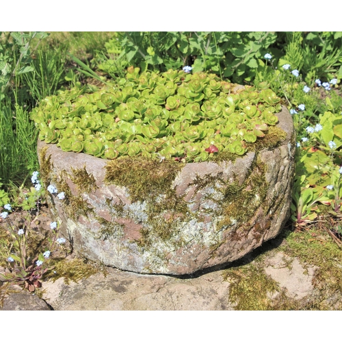 719 - * A circular sandstone trough, 22cm H x 48cm D