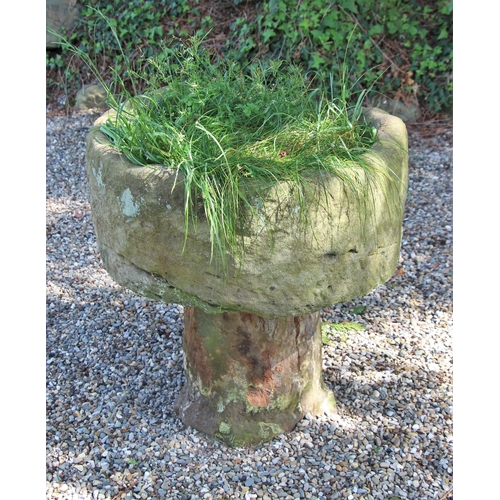 726 - * A circular font, on plinth base, 77cm H x 70cm D