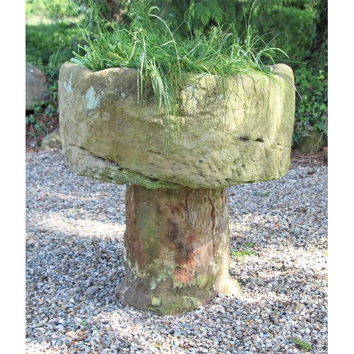 726 - * A circular font, on plinth base, 77cm H x 70cm D