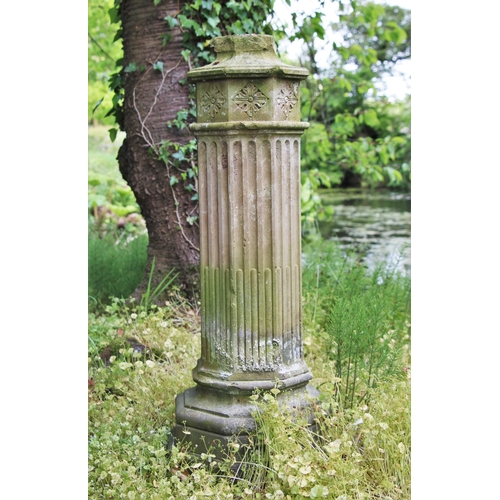 733 - * A sandstone sundial plinth/column, of octagonal form, 90cm H