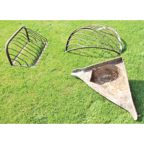 736 - * Two cast iron hayracks and a feed trough (3)