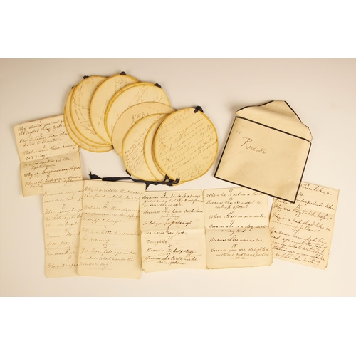 83 - A collection of riddles handwritten on laid paper, probably early 19th century, examples to include ... 