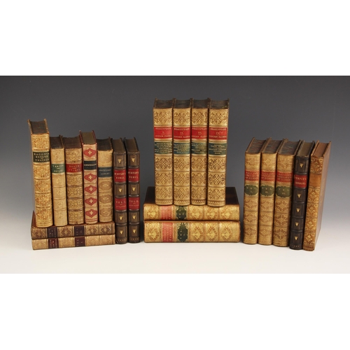 222 - DECORATIVE BINDINGS: Seventeen Rugby School prize presentation books, each full leather with gilt em... 