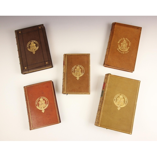 222 - DECORATIVE BINDINGS: Seventeen Rugby School prize presentation books, each full leather with gilt em... 