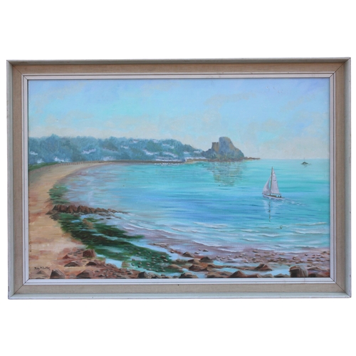 156 - * Ruby M Dutton (British, 20th century),  
'Grouville Bay, Jersey',  
Oil on canvas,  
Signed lower ... 