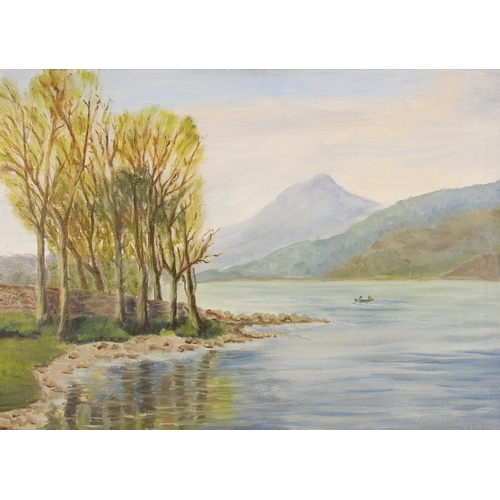 158 - * Ruby M Dutton (British, 20th century),  
'Lake Gwynant',  
Oil on canvas,  
Signed lower right, na... 